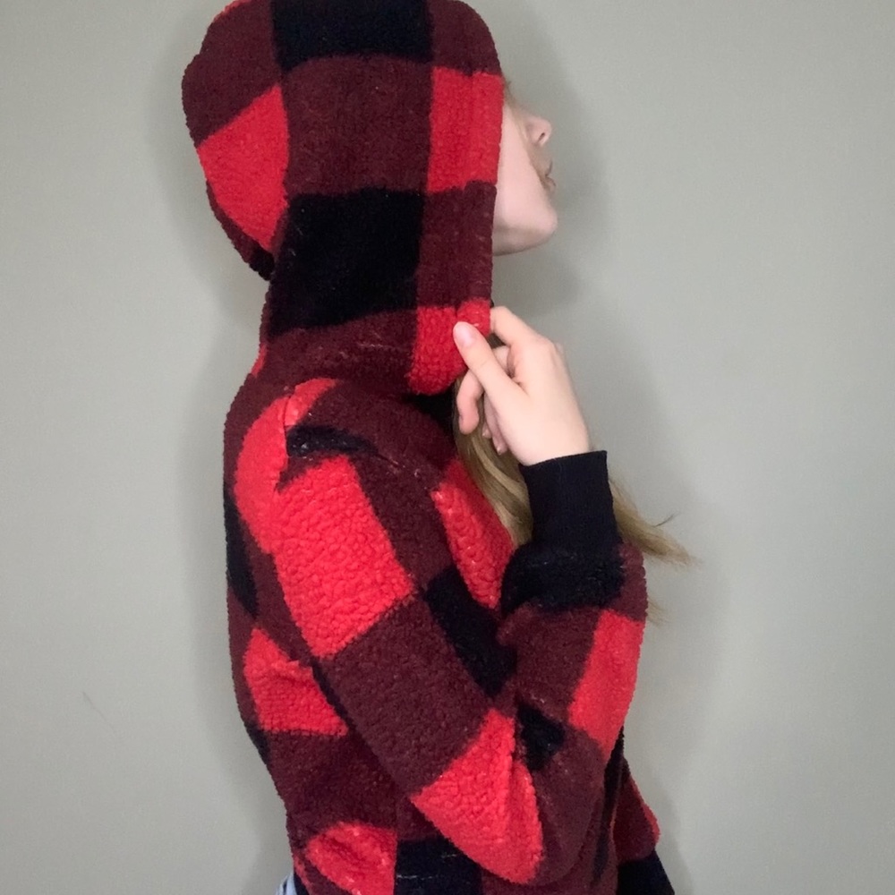 Plaid Fluffy Sweater No Boundaries